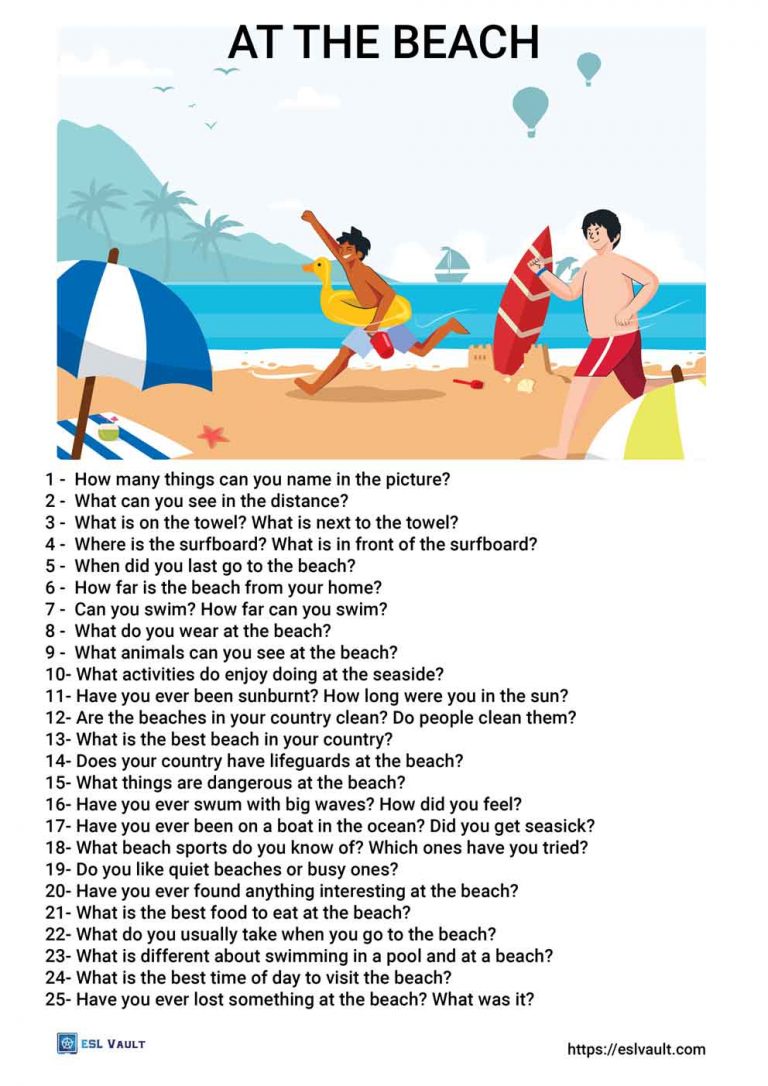 50 beach conversation questions - ESL Vault