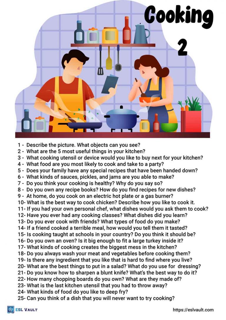 Cooking Conversation Questions Esl Vault