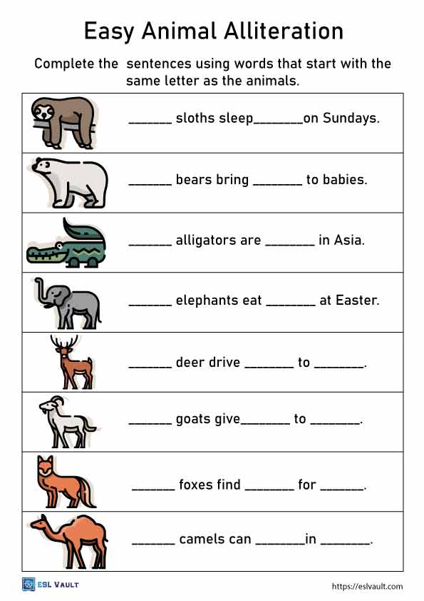 Free Printable Alliteration Worksheets