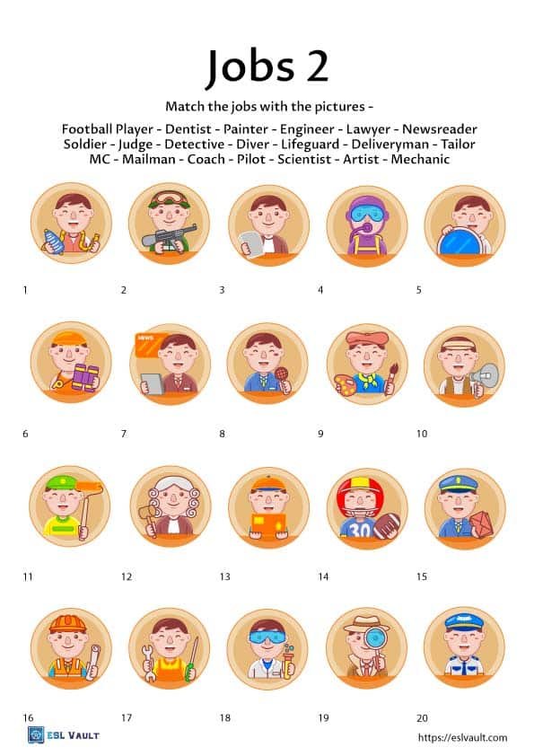 esl jobs vocabulary worksheets 2