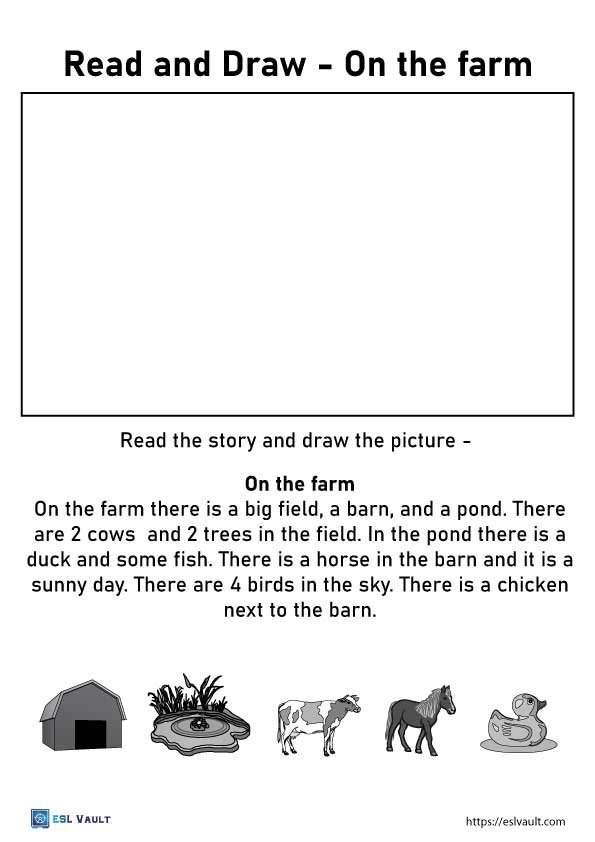 farm read and draw worksheet