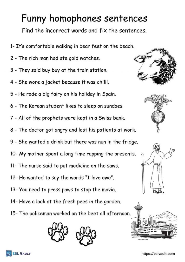 45 funny homophones sentences esl vault