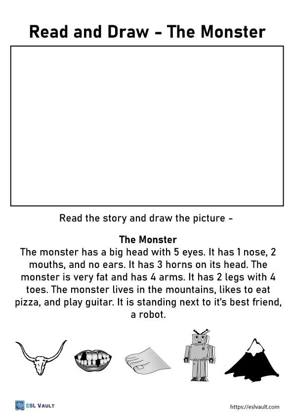 monster read and draw story