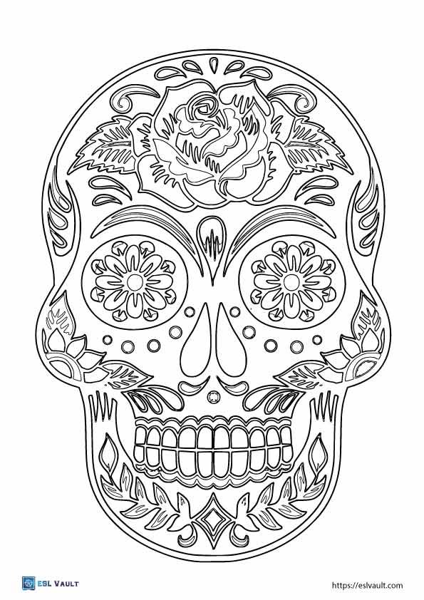 printable skull coloring worksheet 1