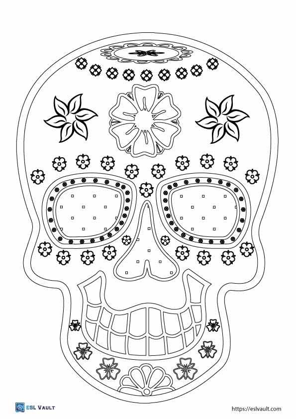 printable skull coloring page 2