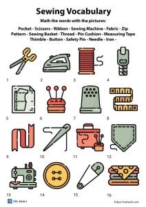 sewing vocabulary worksheet 1