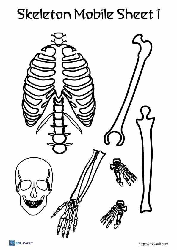 skeleton craft printable mobile sheet 1