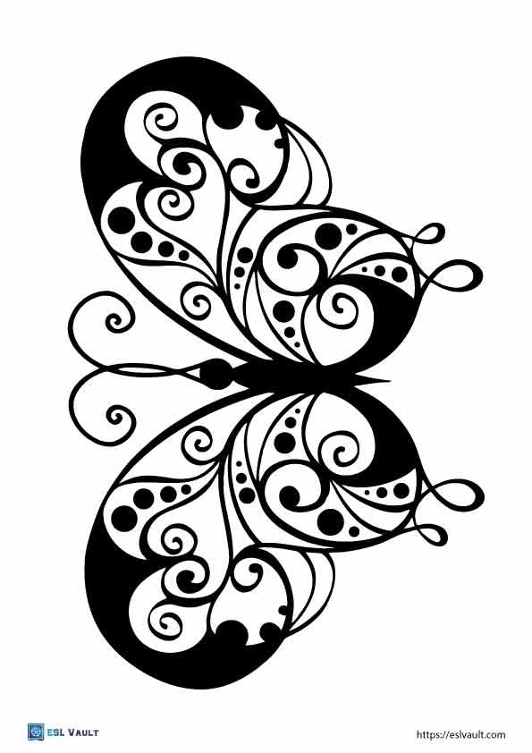 cute butterfly coloring page printable 2