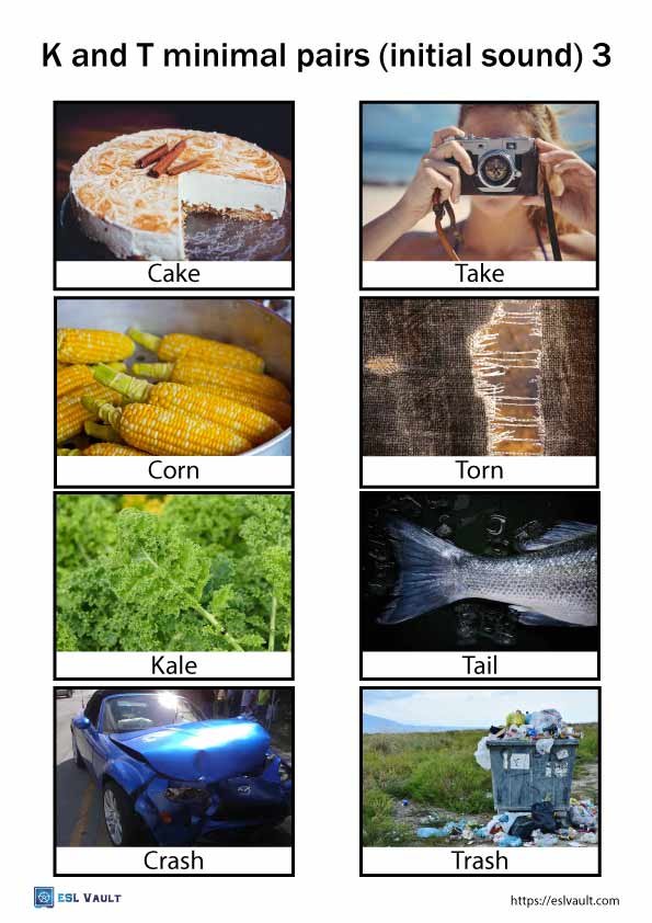 k and t minimal pairs initial sound 3
