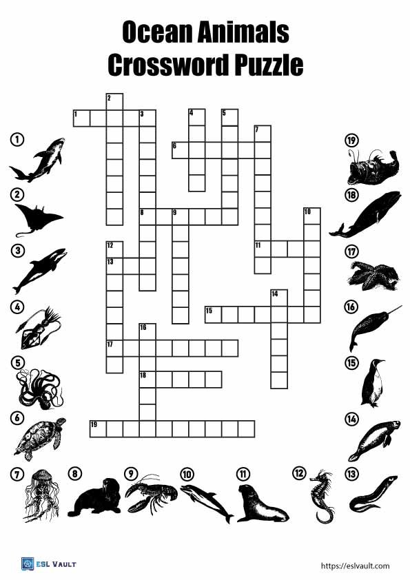 ocean animals crossword puzzle