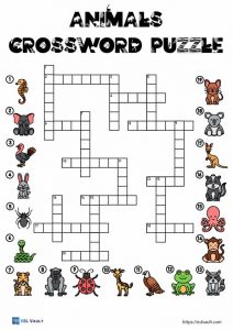 6 Free Printable Animal Crossword Puzzles - Esl Vault