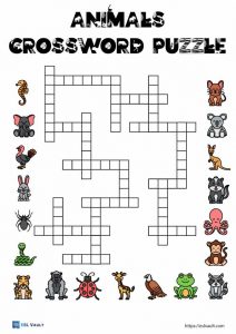 6 free printable animal crossword puzzles - ESL Vault