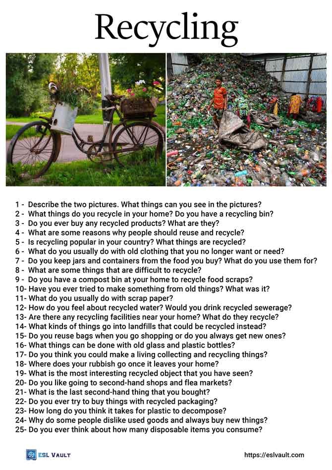 25 recycling conversation questions