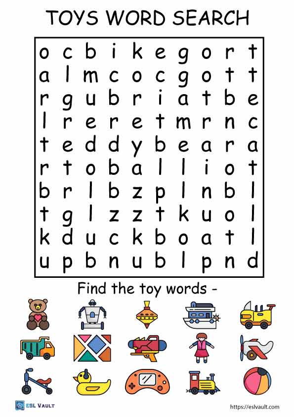 7 free toys worksheets for kids esl vault