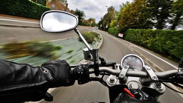view from a motorbike at high speed
