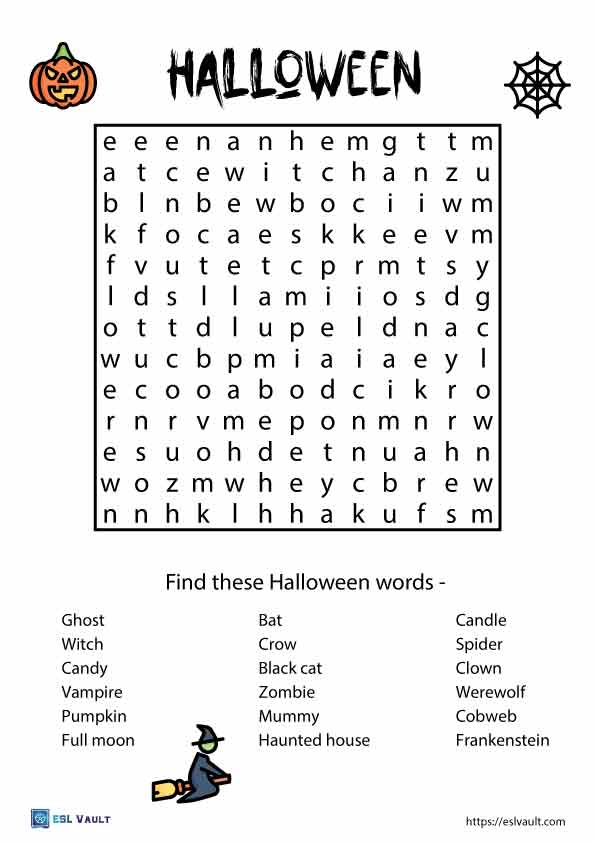 Halloween word search puzzle