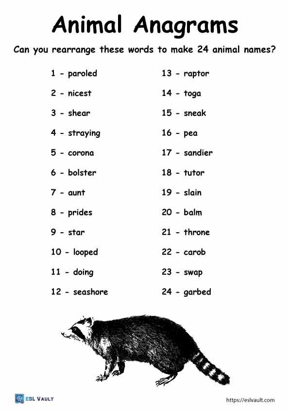 246 free printable anagrams puzzles pdf esl vault