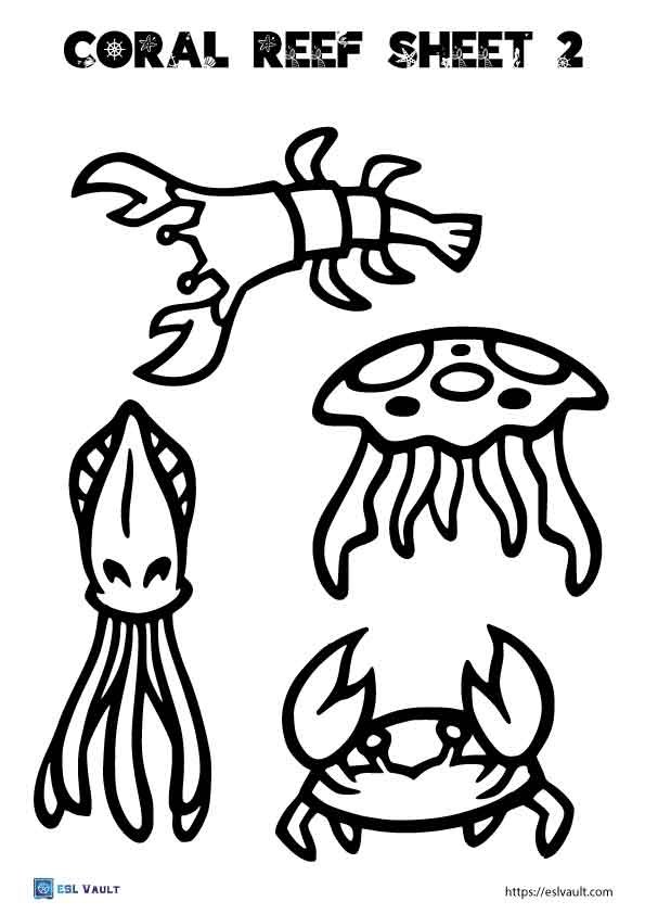 14 Free printable coral reef cutouts - ESL Vault