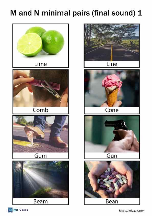 m and n minimal pairs final sound 1