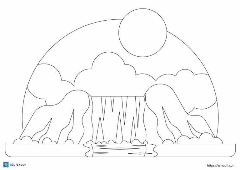simple waterfall coloring page