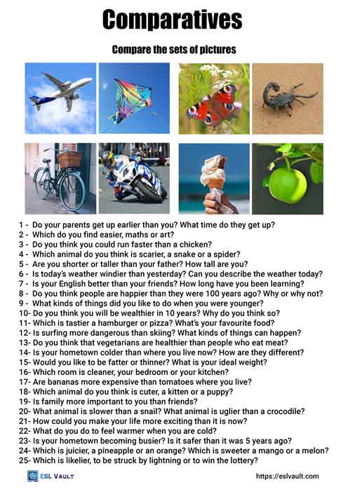 25 Fun Comparative Conversation Questions ESL Vault