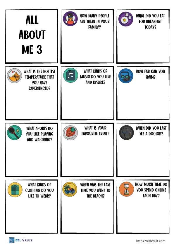 all about me worksheet 3