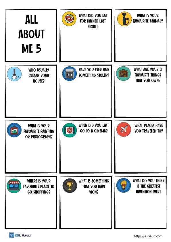 all about me worksheet 5