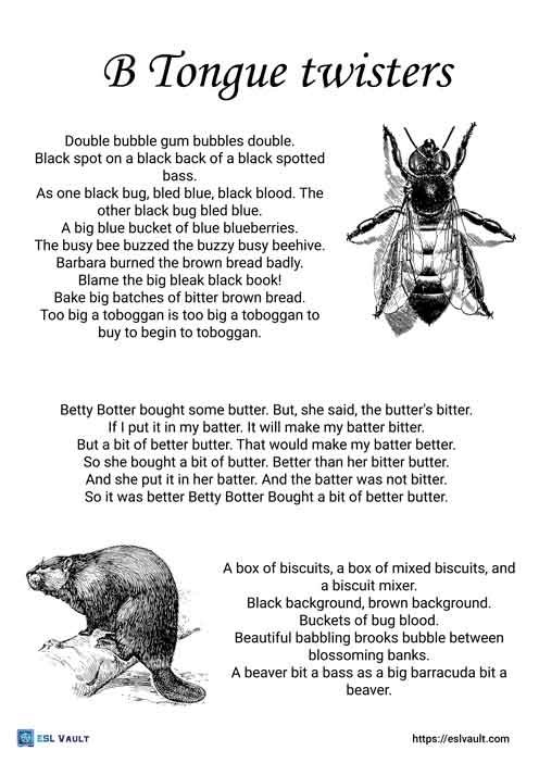 b tongue twisters