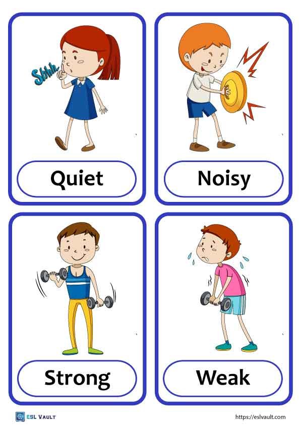 72 free printable opposites flashcards esl vault
