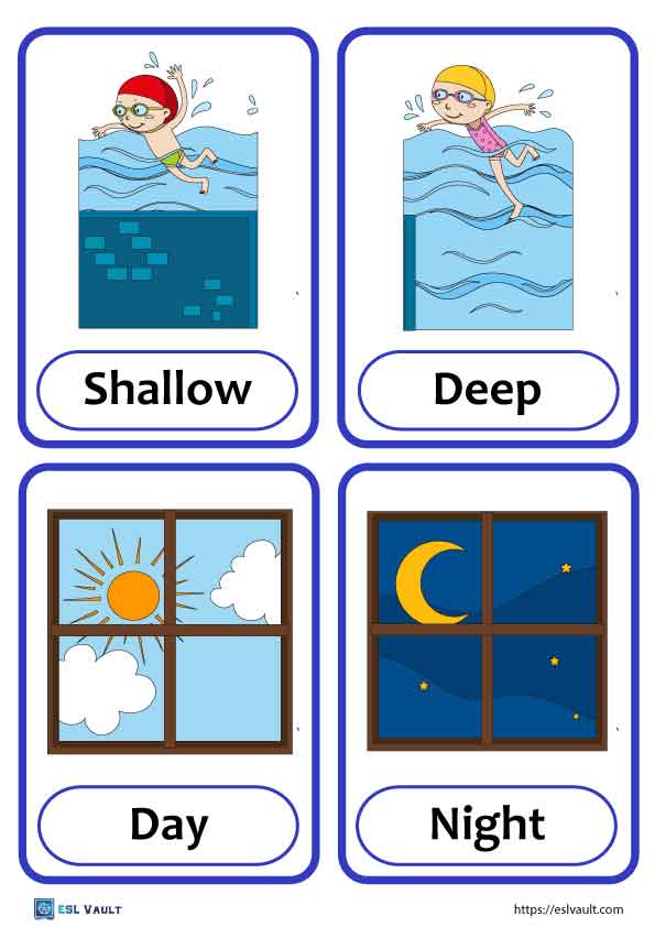 72 free printable opposites flashcards - ESL Vault