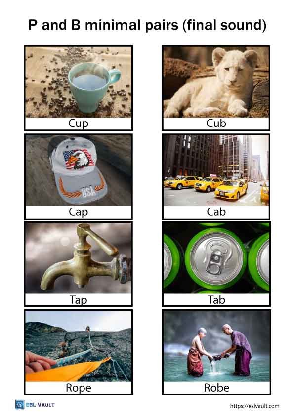 p and b minimal pairs final sound