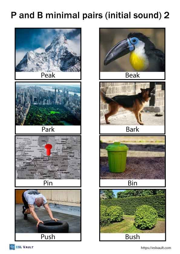 p and b minimal pairs initial sound 2