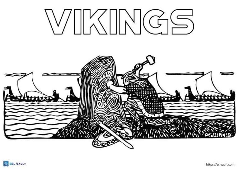 vikings by the sea coloring page