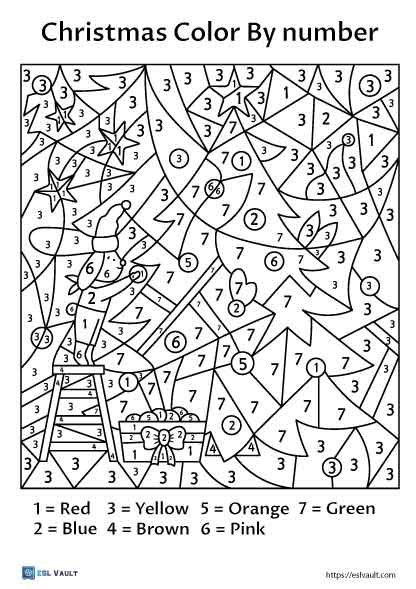 xmas PDF color by number printable