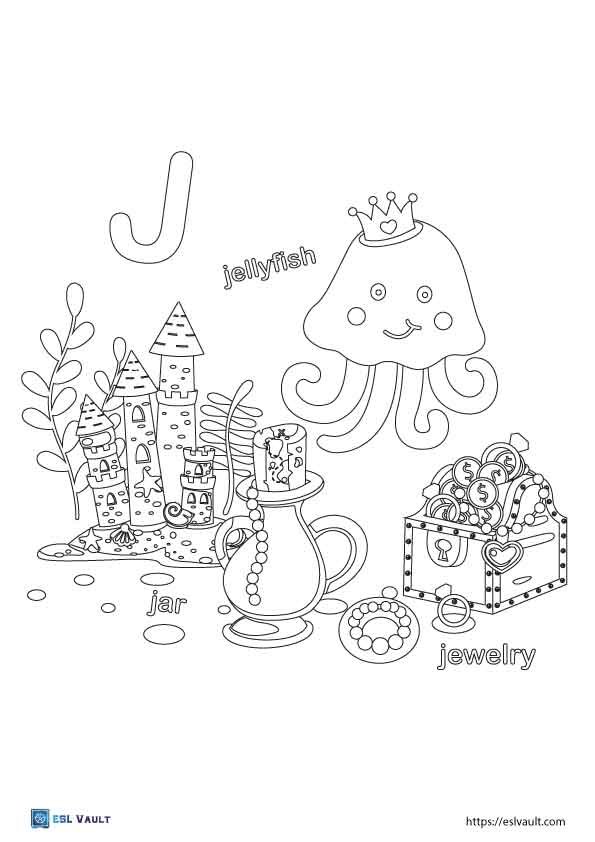 alphabet jellyfish coloring page