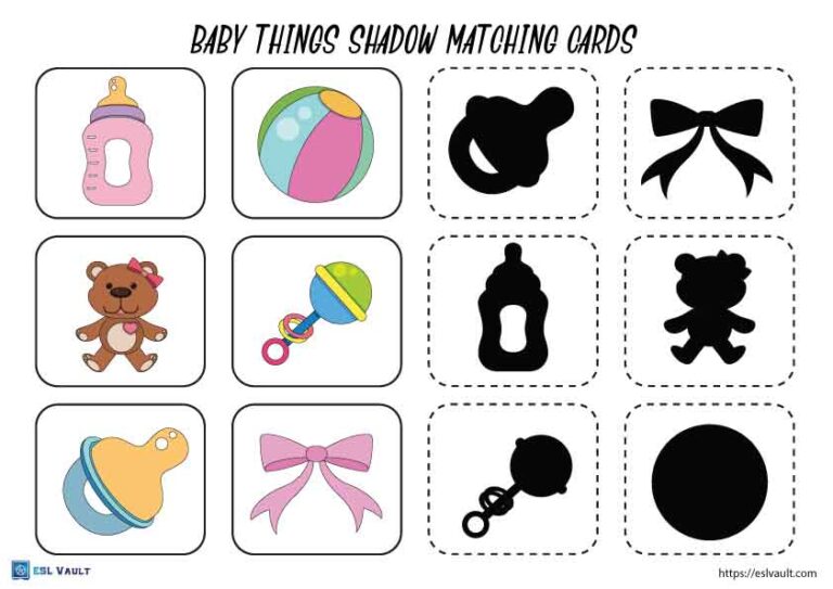 baby things shadow matching cards