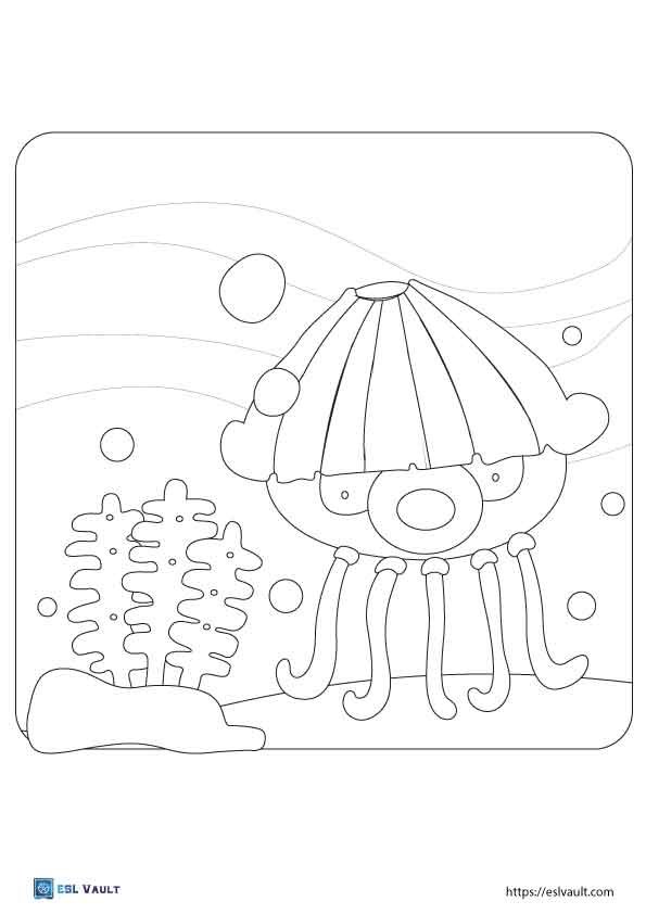 cartoon jellyfish coloring page