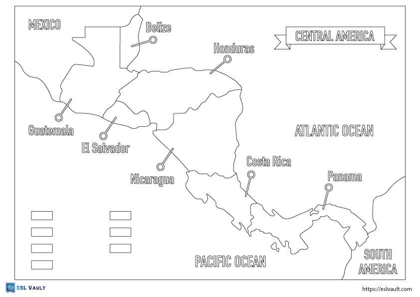 6 free Central America map coloring pages - ESL Vault