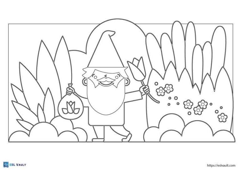 cute gnome coloring page