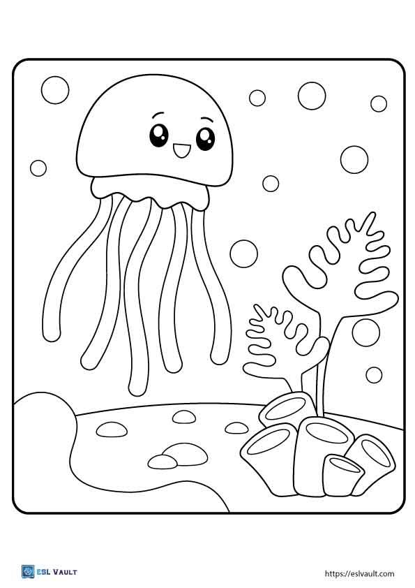 cute jellyfish coloring page