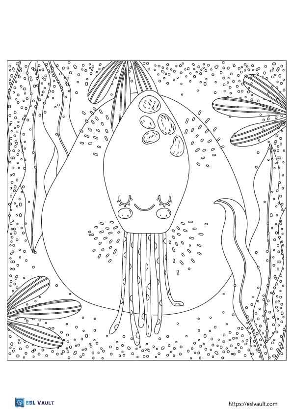 detailed jellyfish coloring page