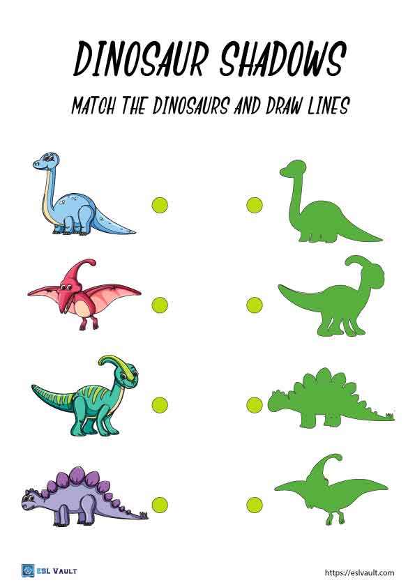 dinosaur shadow matching worksheet 4
