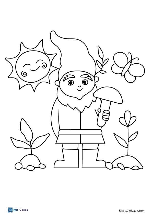 easy gnome coloring pages 2