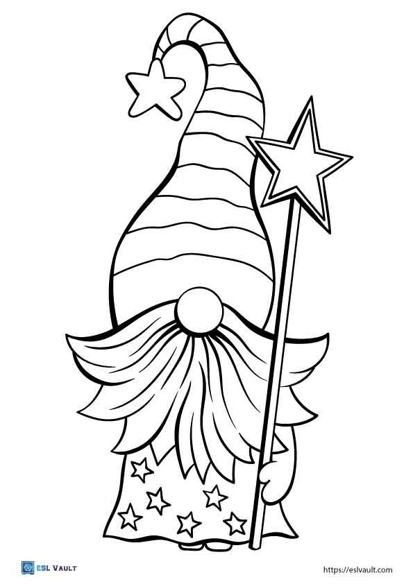 easy wizard gnome coloring page