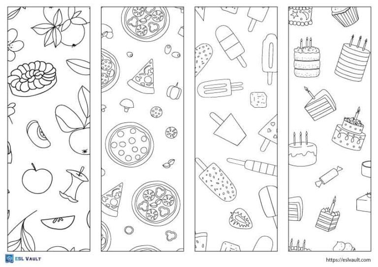 free printable bookmarks with food