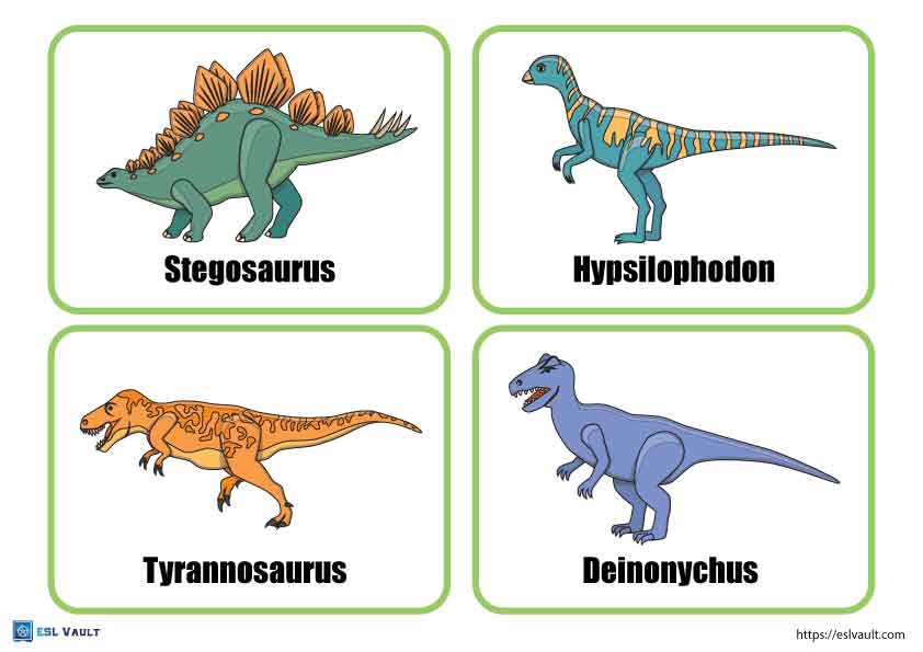 24 free printable dinosaur flashcards - ESL Vault