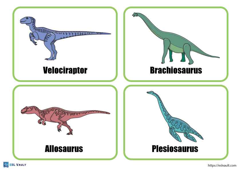 24 free printable dinosaur flashcards - ESL Vault
