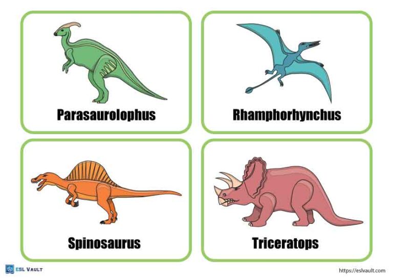 24 Free Printable Dinosaur Flashcards - ESL Vault