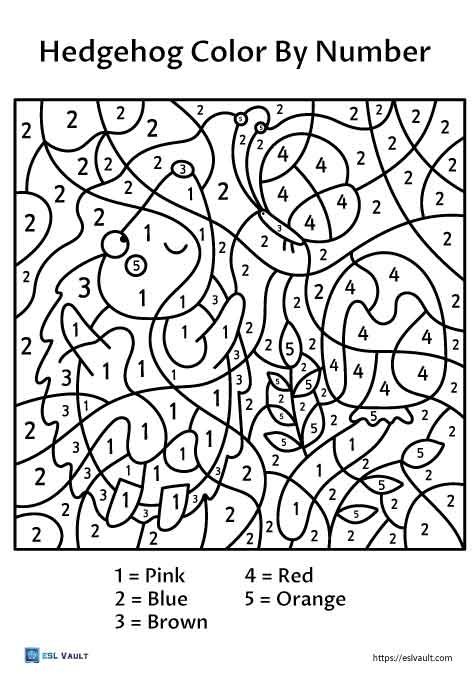 hedgehog PDF color by number