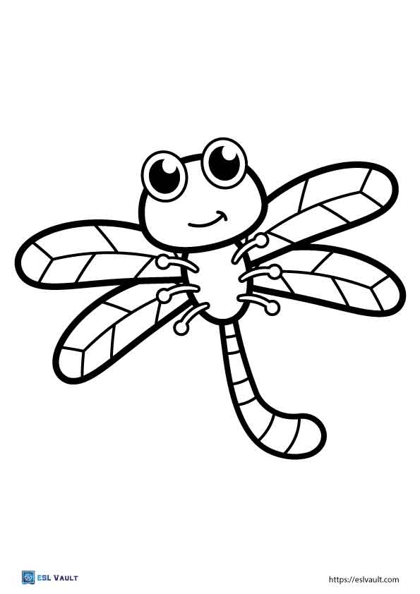 kids dragonfly coloring page